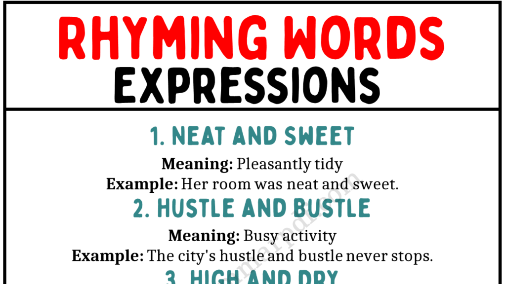 Rhyming Words Expressions Copy