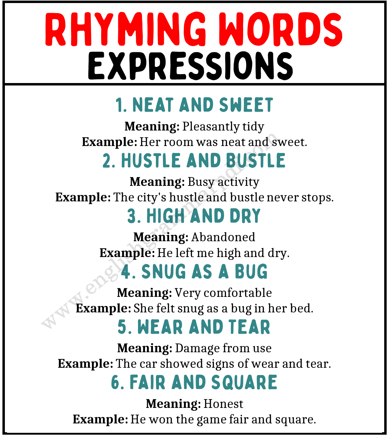 Rhyming Words Expressions