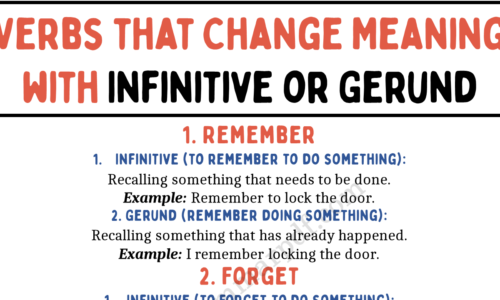 Verbs that Change Meaning with Infinitive or Gerund