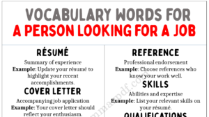 Vocabulary For a Person Looking for a Job Copy