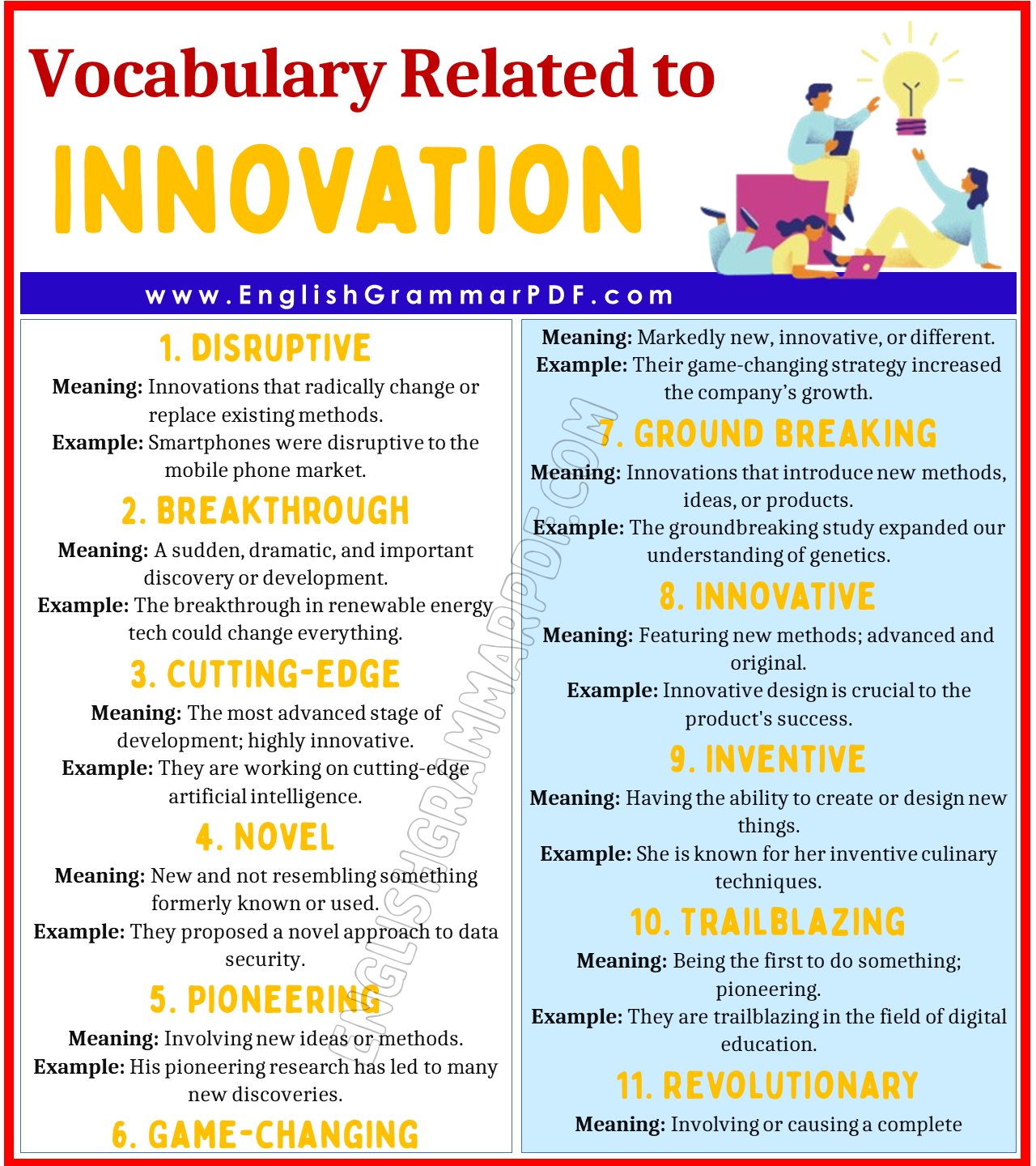 Vocabulary Words Related to Innovation