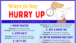 Ways To Say Hurry Up 1