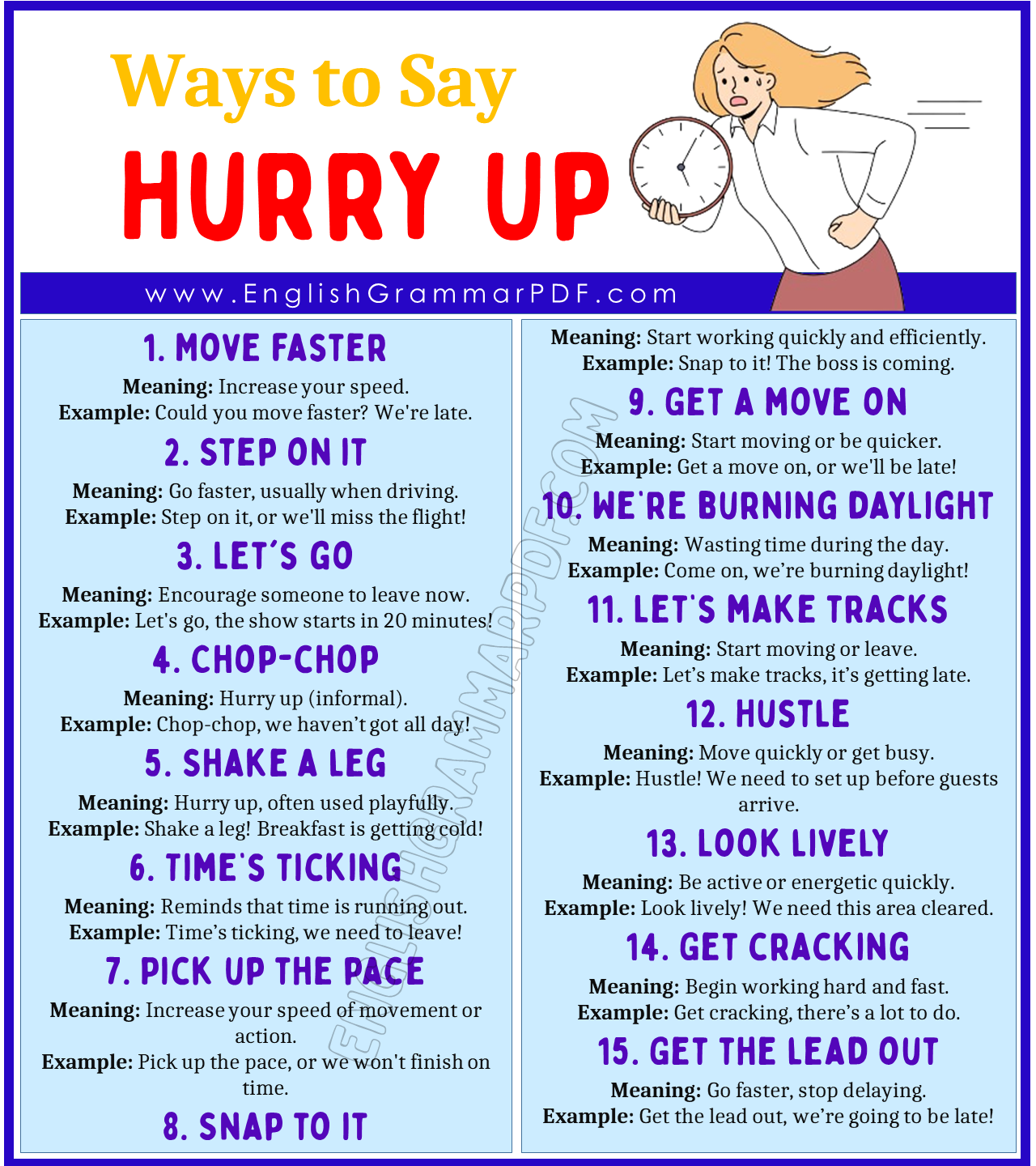 Ways To Say Hurry Up