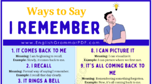 Ways To Say I Remember 1