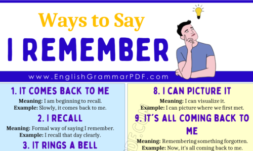 20 Ways To Say “I Remember”