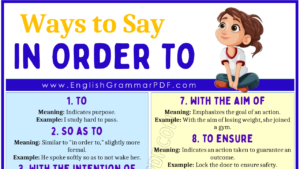 Ways To Say In Order To 1