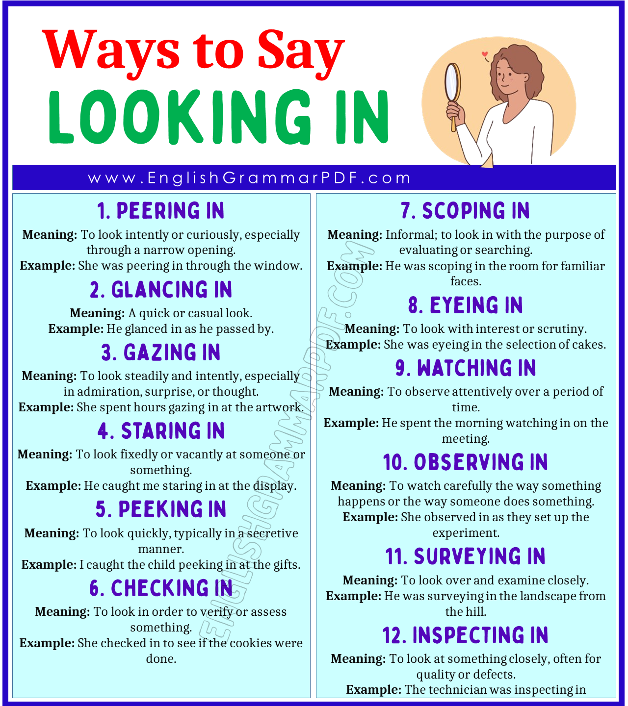 Ways To Say Looking In