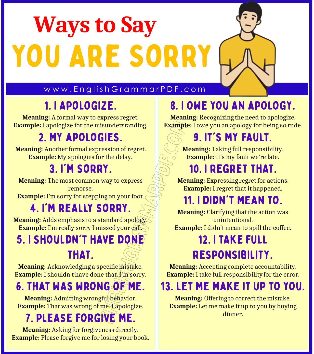 Ways To Say You Are Sorry