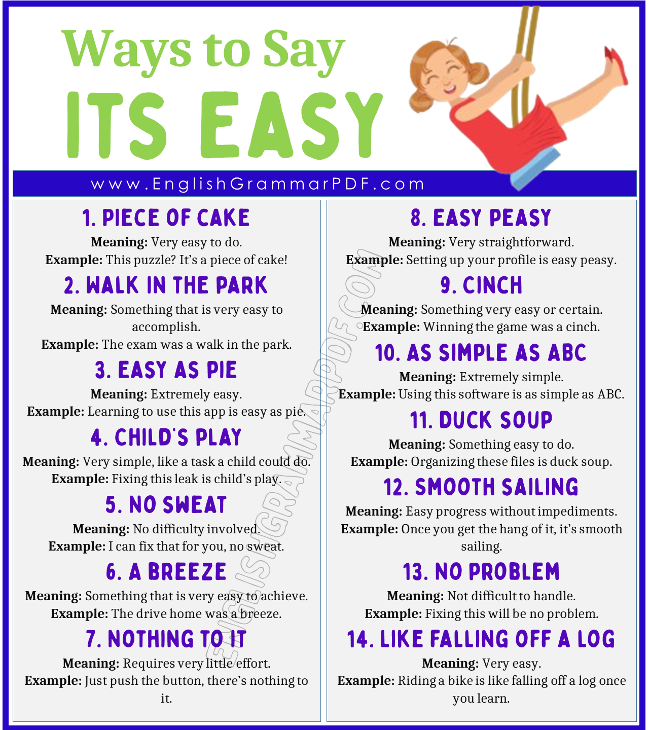 Ways to Say It's Easy