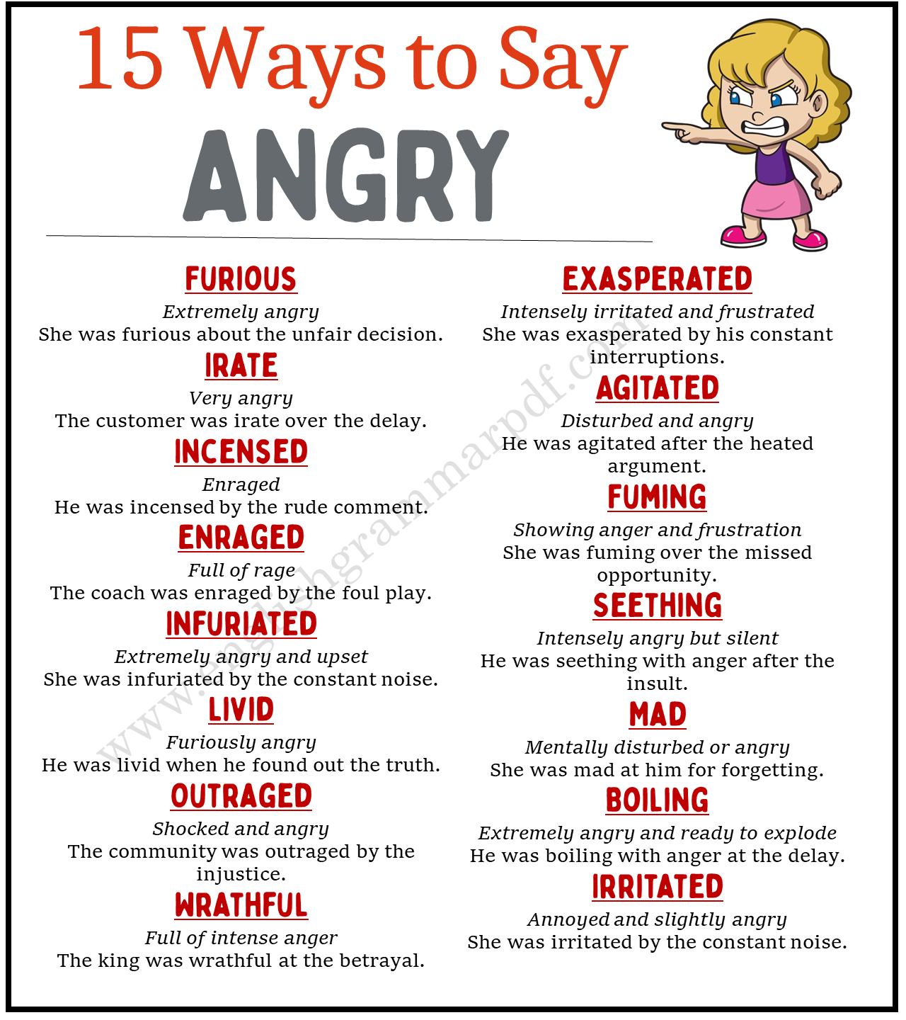 Ways to Say ‘Angry’