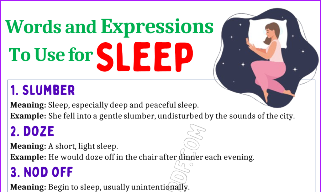 Words and Expressions to Use for Sleep 2