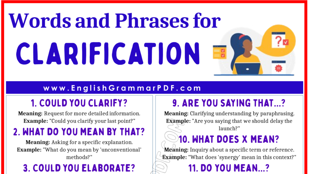 Words and Phrases to Use for Clarification 1