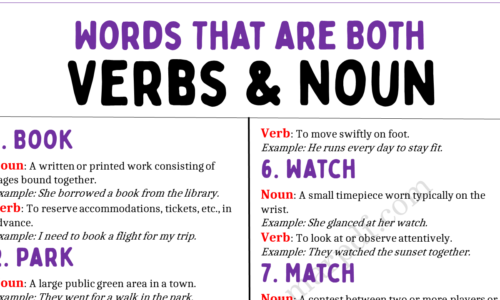 20 Words that are Both Verbs and Nouns