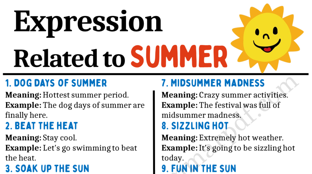 expressions related to summer Copy