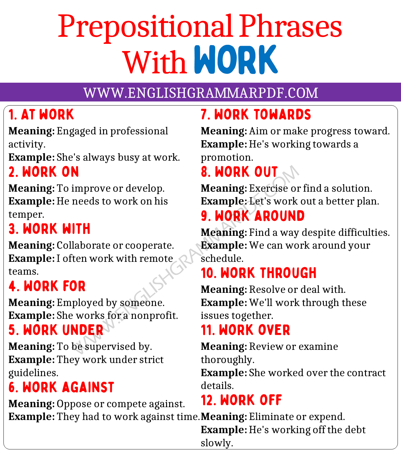 prepositional phrases with work